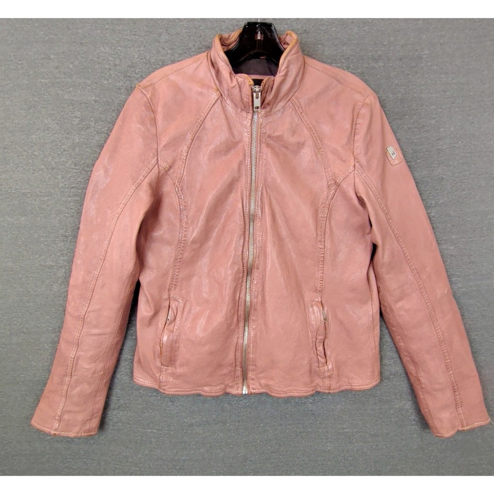 Mauritius Womens Jacket 12 Pink Lamb Leather Moto Barbie Grunge Boho Chic Glam